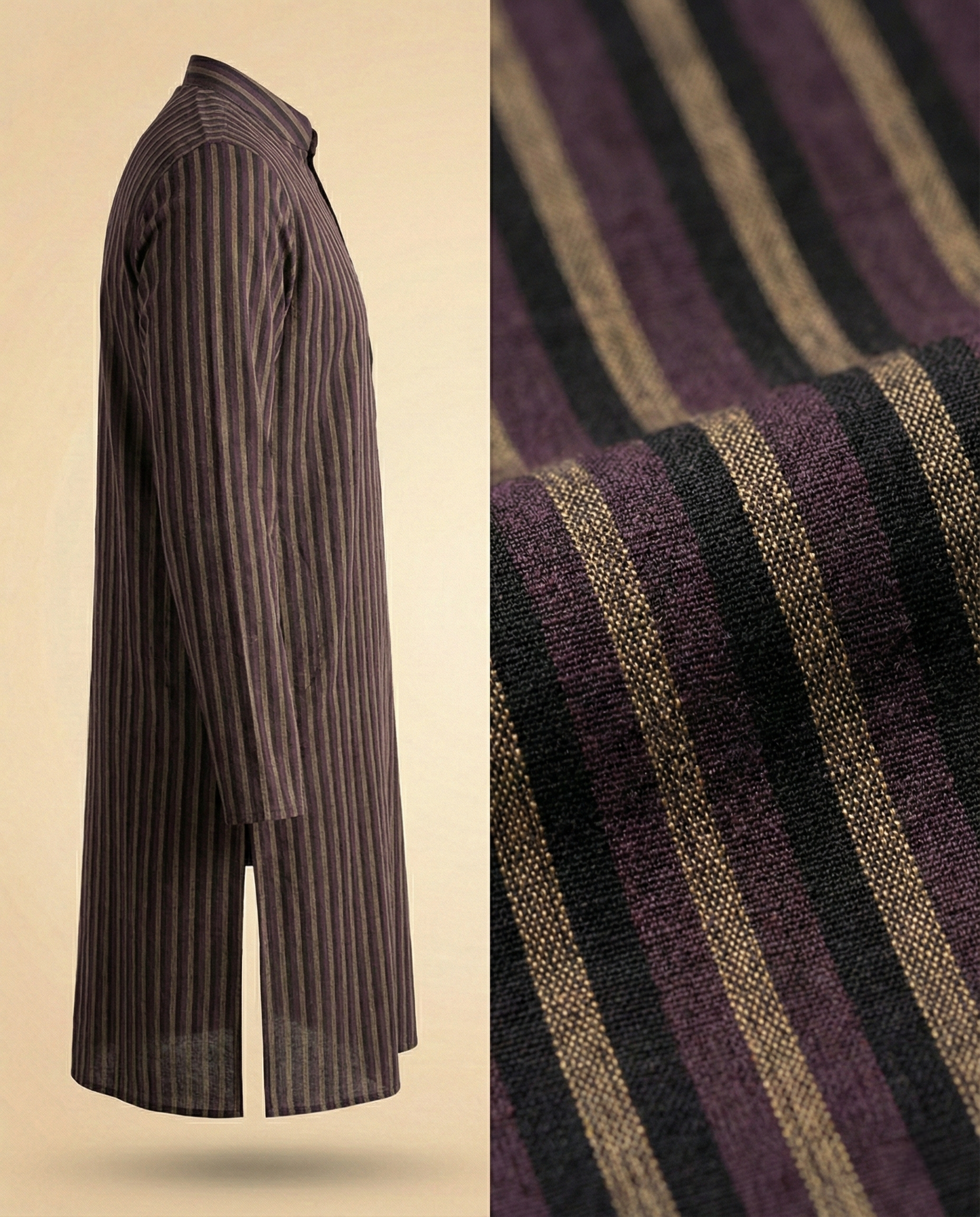 Handwoven Khadi Stripe Kurta – Timeless Indian Elegance