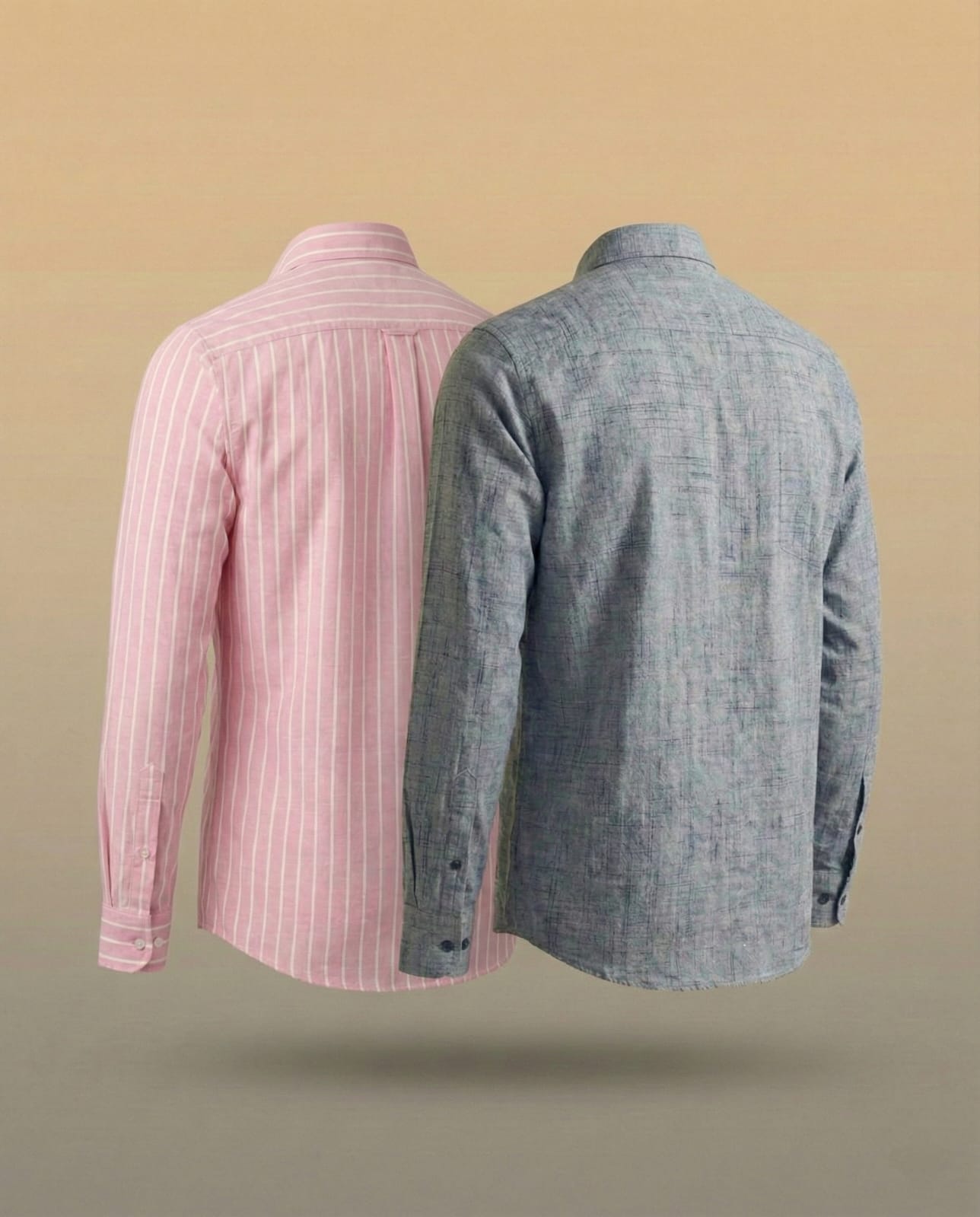 Back design view of MG Swadeshi Pink and Grey Shirt Combo Pack