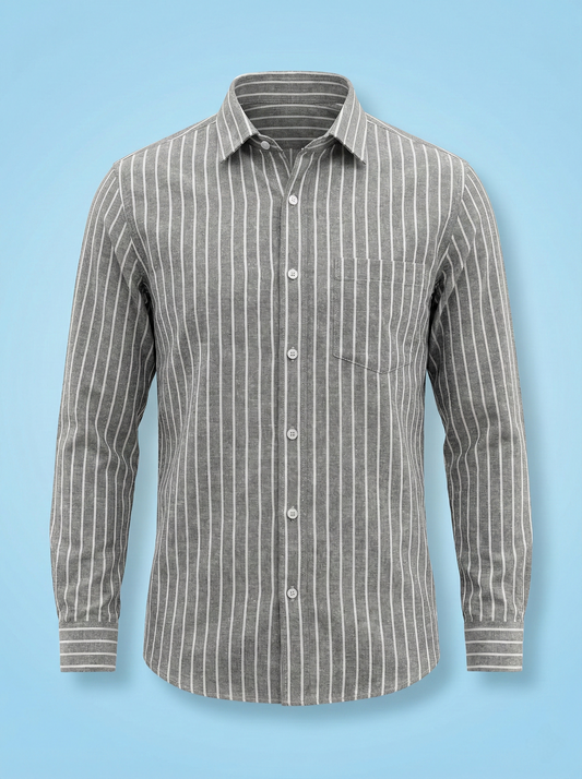 Premium Handspun Khadi Shirt | Refined Stripe Design | Timeless Luxury | Black