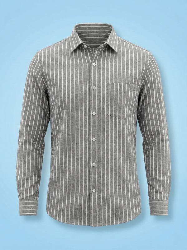 Premium Handspun Khadi Shirt | Refined Stripe Design | Timeless Luxury | Black