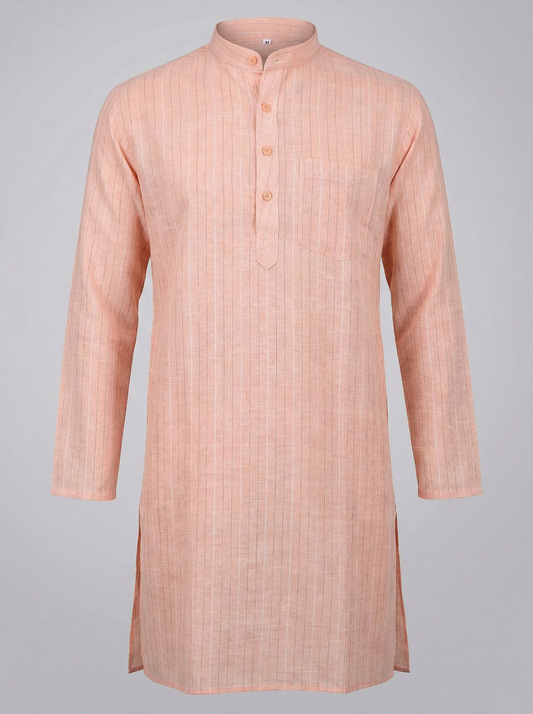 Luxury Peach Khadi Kurta | Handwoven Premium Indian Ethnic Wear