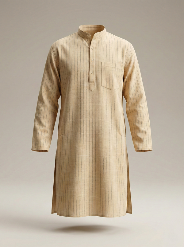 Classic Beige Khadi Kurta | Handwoven Luxury Indian Ethnic Wear