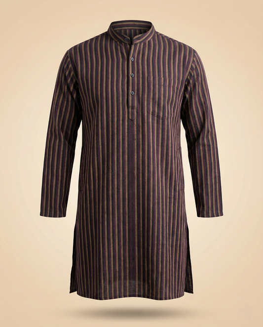 Handwoven Khadi Stripe Kurta – Timeless Indian Elegance