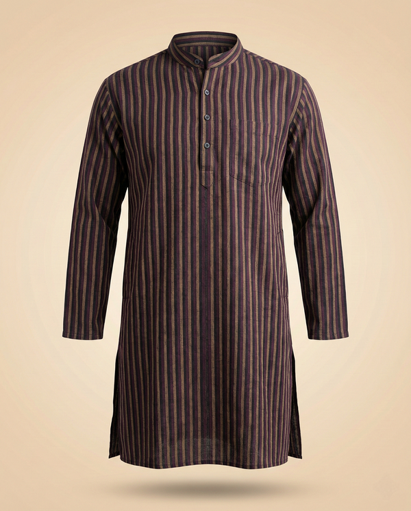 Handwoven Khadi Stripe Kurta – Timeless Indian Elegance