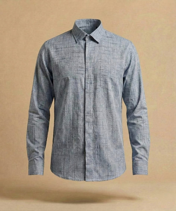 Elegant Handspun Khadi Shirt | Clean Design | Ethical Indian Fashion | Gray