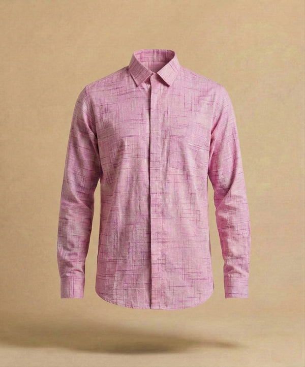 Artisan-Crafted Khadi Shirt | Sustainable Luxury | Modern Ethnic Style | Pink