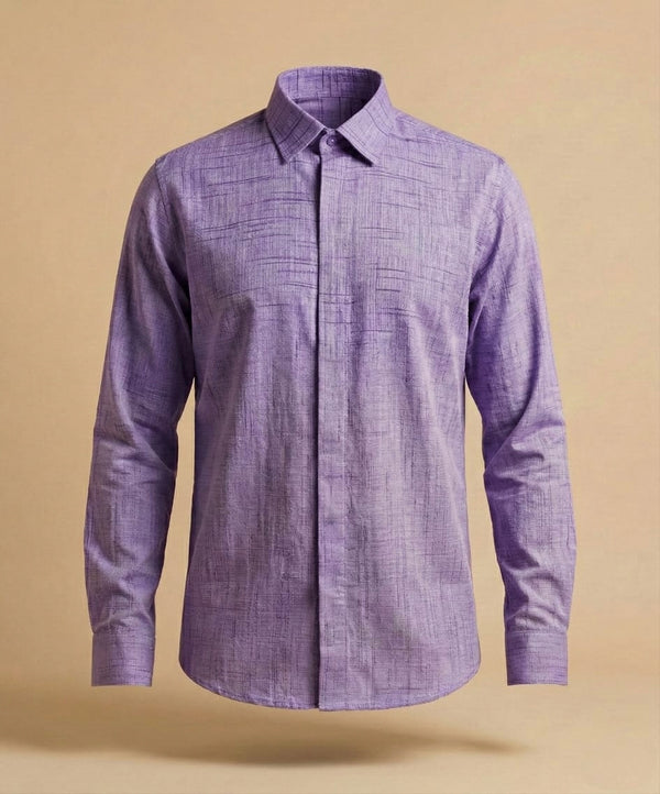Heritage Handwoven Khadi Shirt | Minimal Luxury | All-Season Comfort | Purple