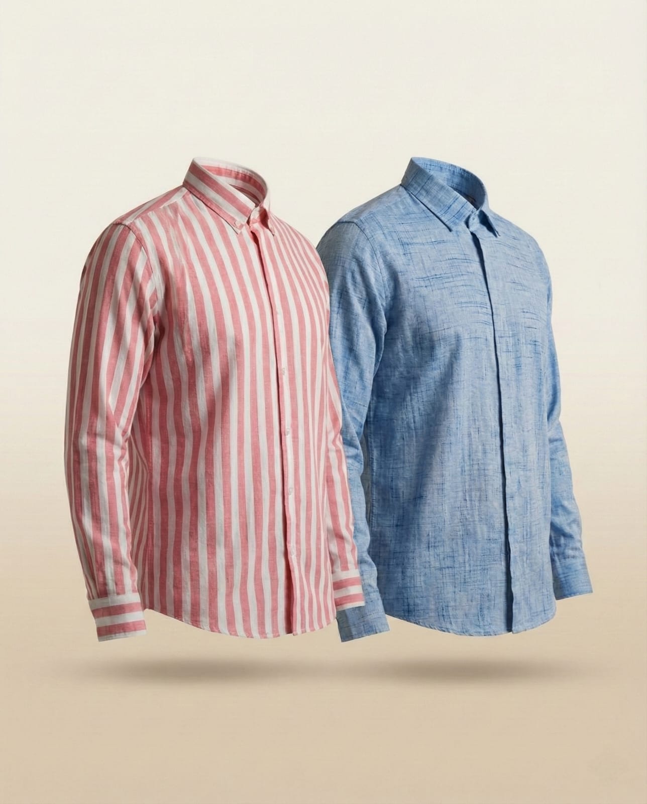 Side profile view of Red and Blue Khadi Shirts Combo Pack