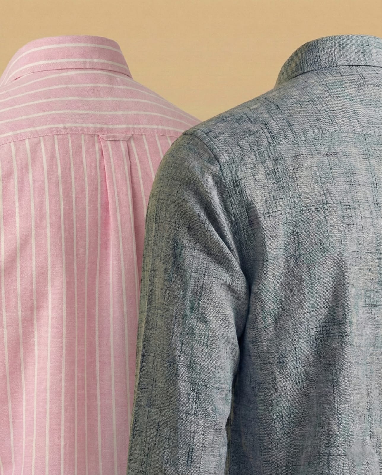Close up fabric texture details of Pink and Grey Khadi Cotton